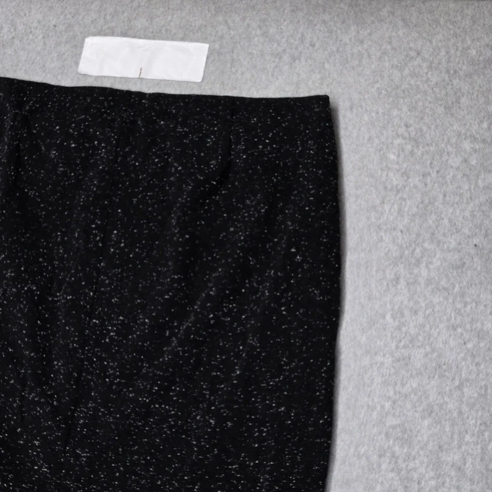 J. Jill Women Skirt 2X Black Nylon Polyester Space Dot Ponte Slit